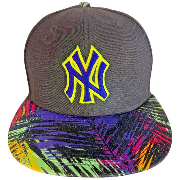 New Era 59Fifty New York Yankees Hat Fitted 7 1/4 Palm Leaf Brim MLB Baseball - Picture 2 of 8